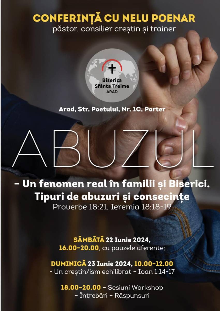 Conferință cu Nelu Poenar la Biserica Sfânta Treime Arad