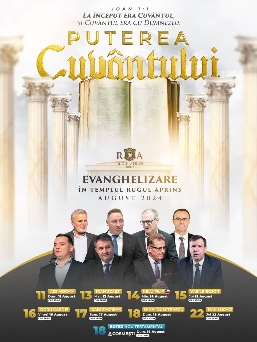 Evenimente evanghelistice la Biserica Rugul Aprins Toflea