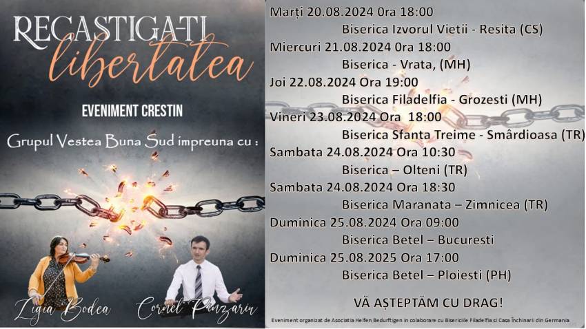 Evenimente evanghelistice cu Grupul Vestea Bună Sud