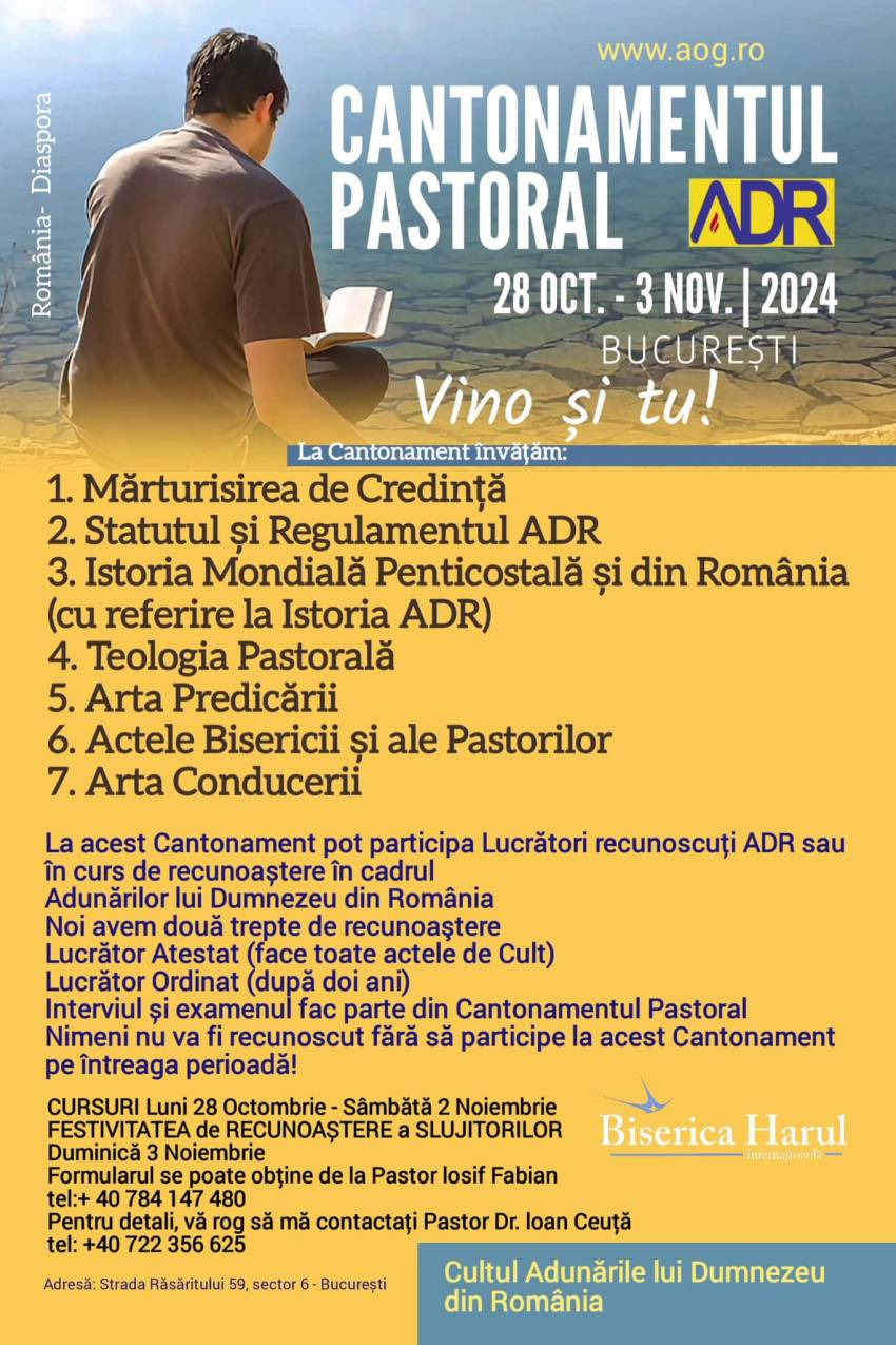CANTONAMENTUL PASTORAL la Biserica Internațională Harul București