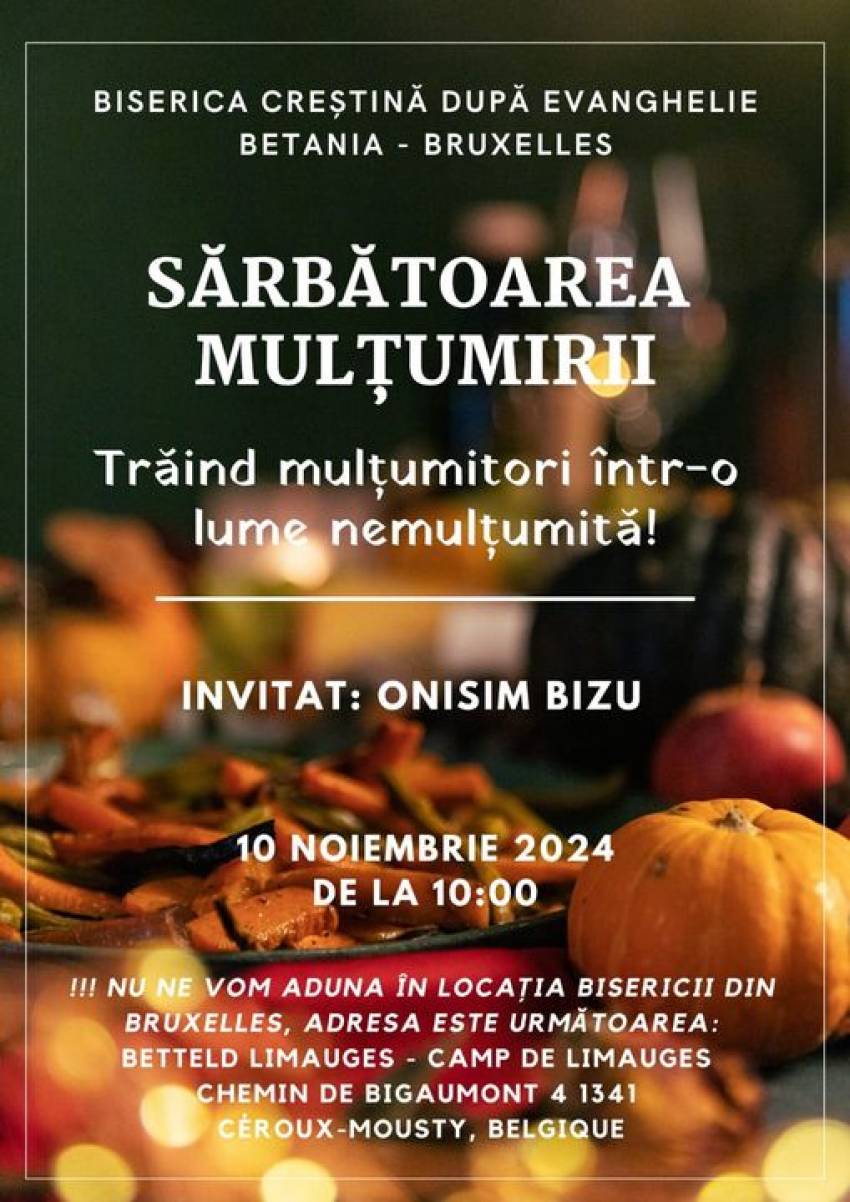 Sărbătoarea Mulțumirii la Biserica Betania Bruxelles