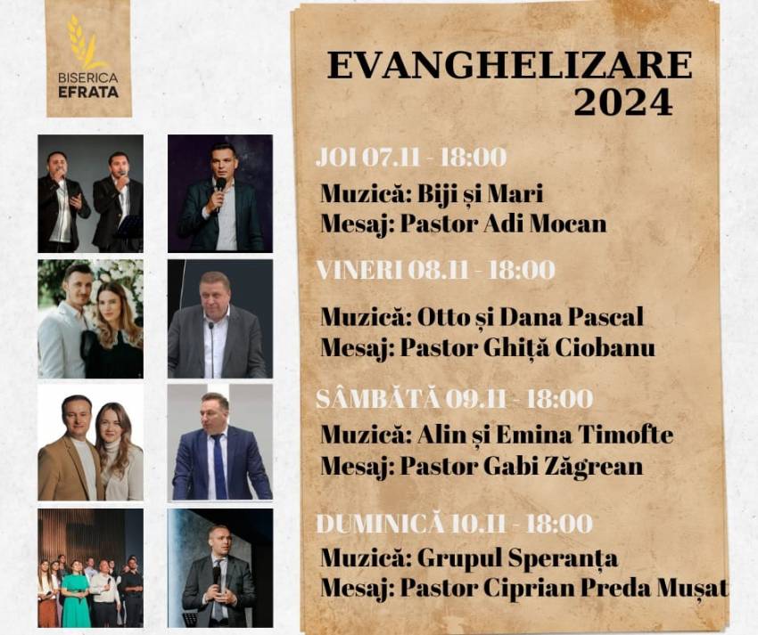 Seri de evanghelizare la Biserica Efrata Făget