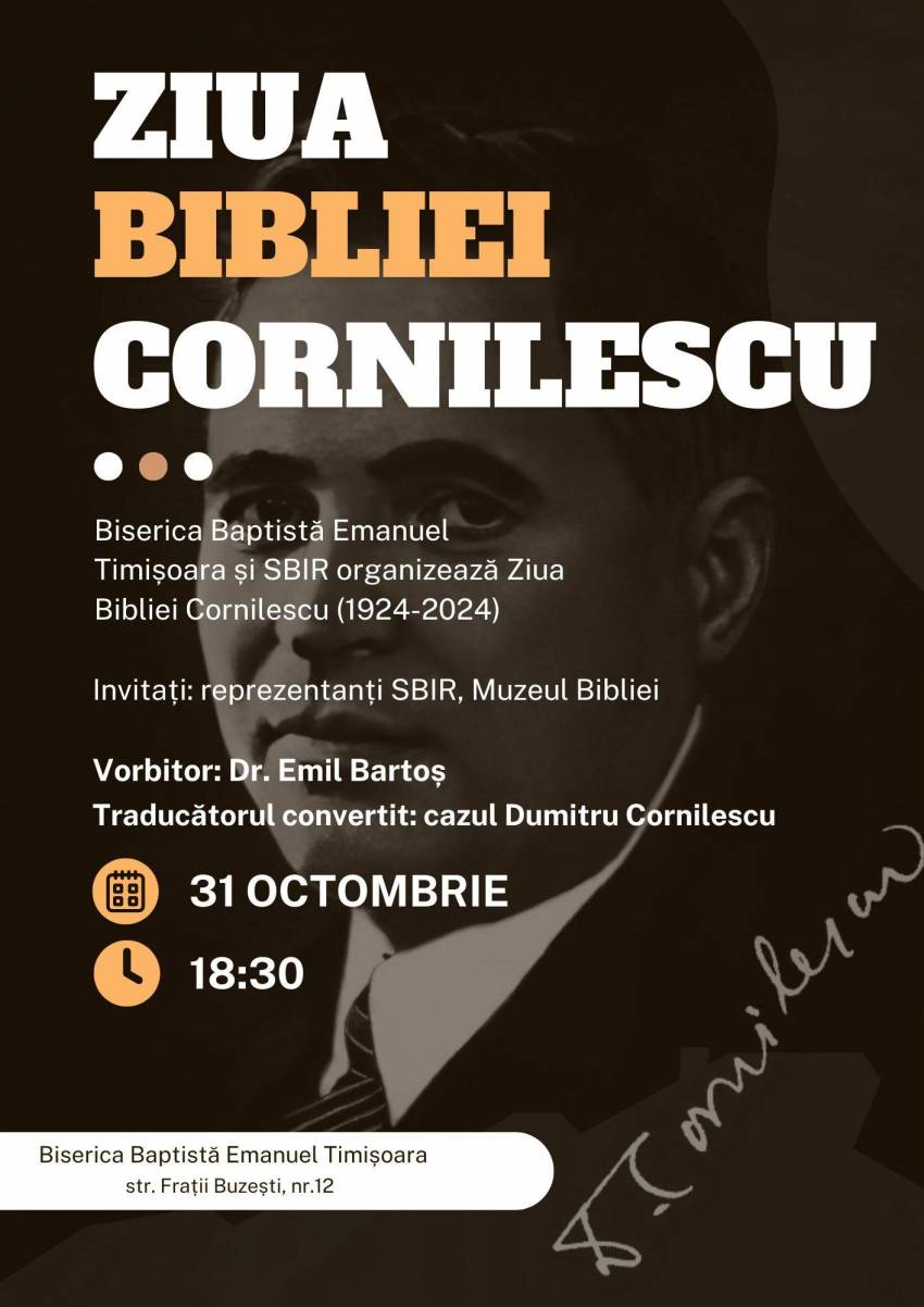 Ziua Bibliei Cornilescu la Biserica Emanuel Timișoara