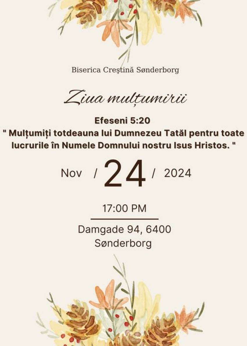 Ziua Mulțumirii la Biserica Sønderborg Danemarca