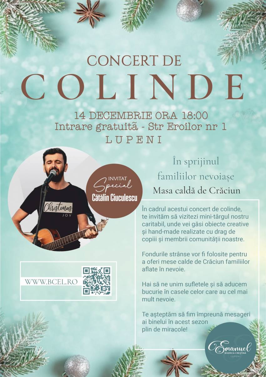 Concert de Crăciun cu Cătălin Ciuculescu la Biserica Emanuel Lupeni