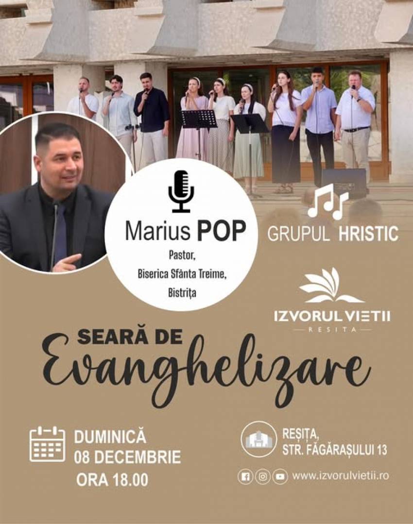 Marius Pop la Biserica Izvorul Vieții Reșița 