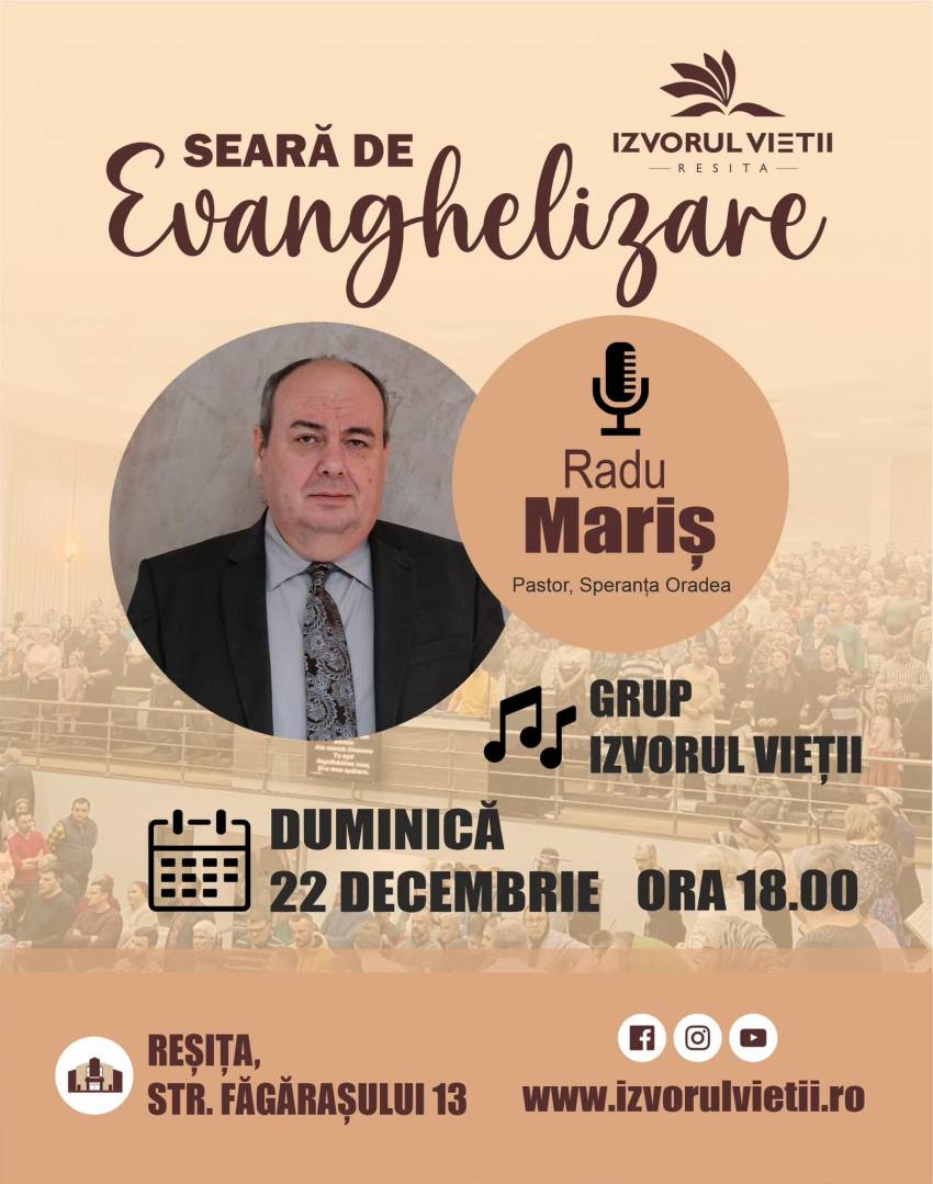 Radu Mariș la Biserica Izvorul Vieții Reșița
