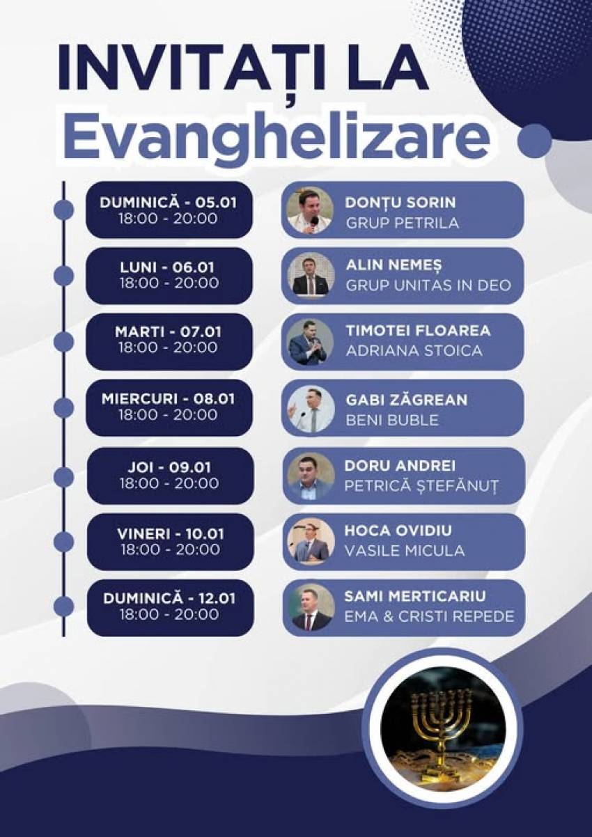 Săptămână de evanghelizare la Biserica Menorah Caransebeș