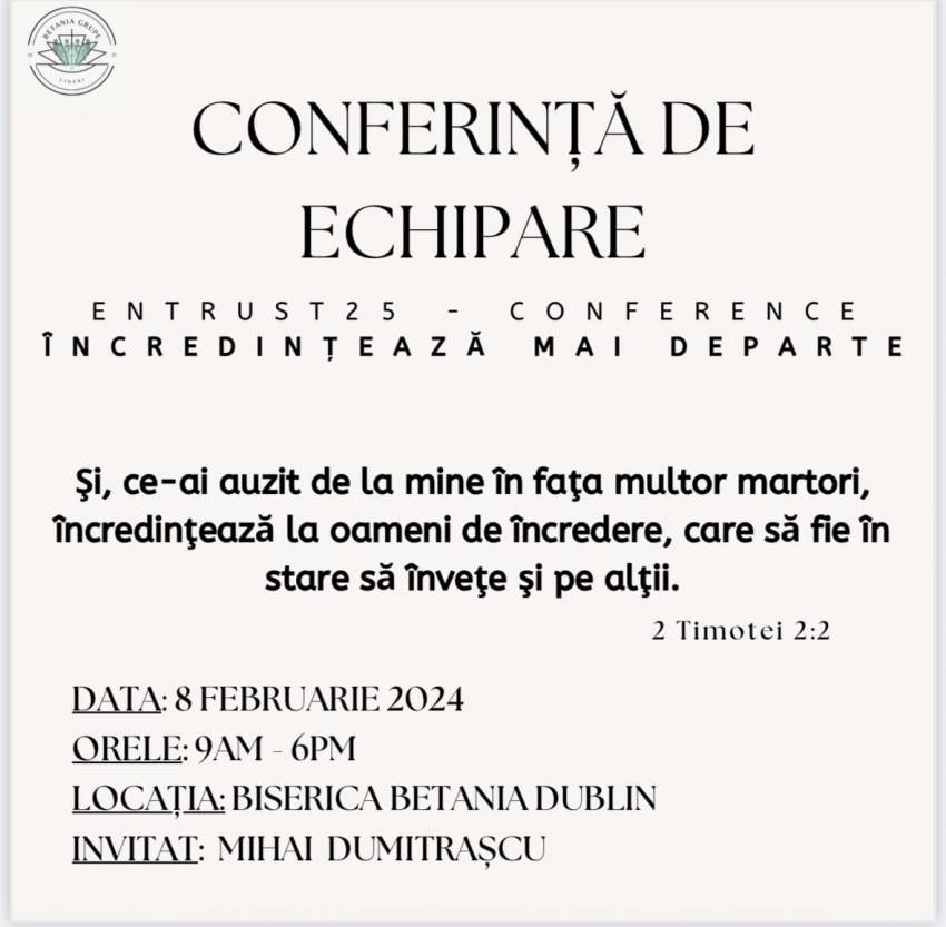 Conferință de echipare la Biserica Betanie Dublin