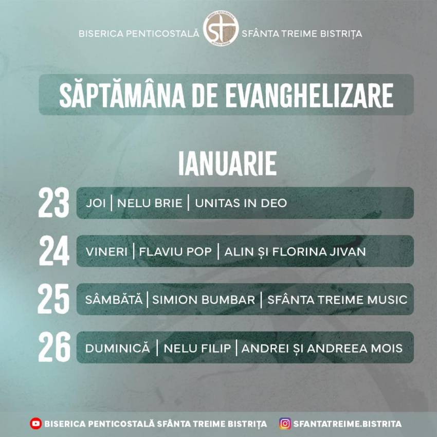 Seri de evanghelizare la Biserica Sfânta Treime Bistrița