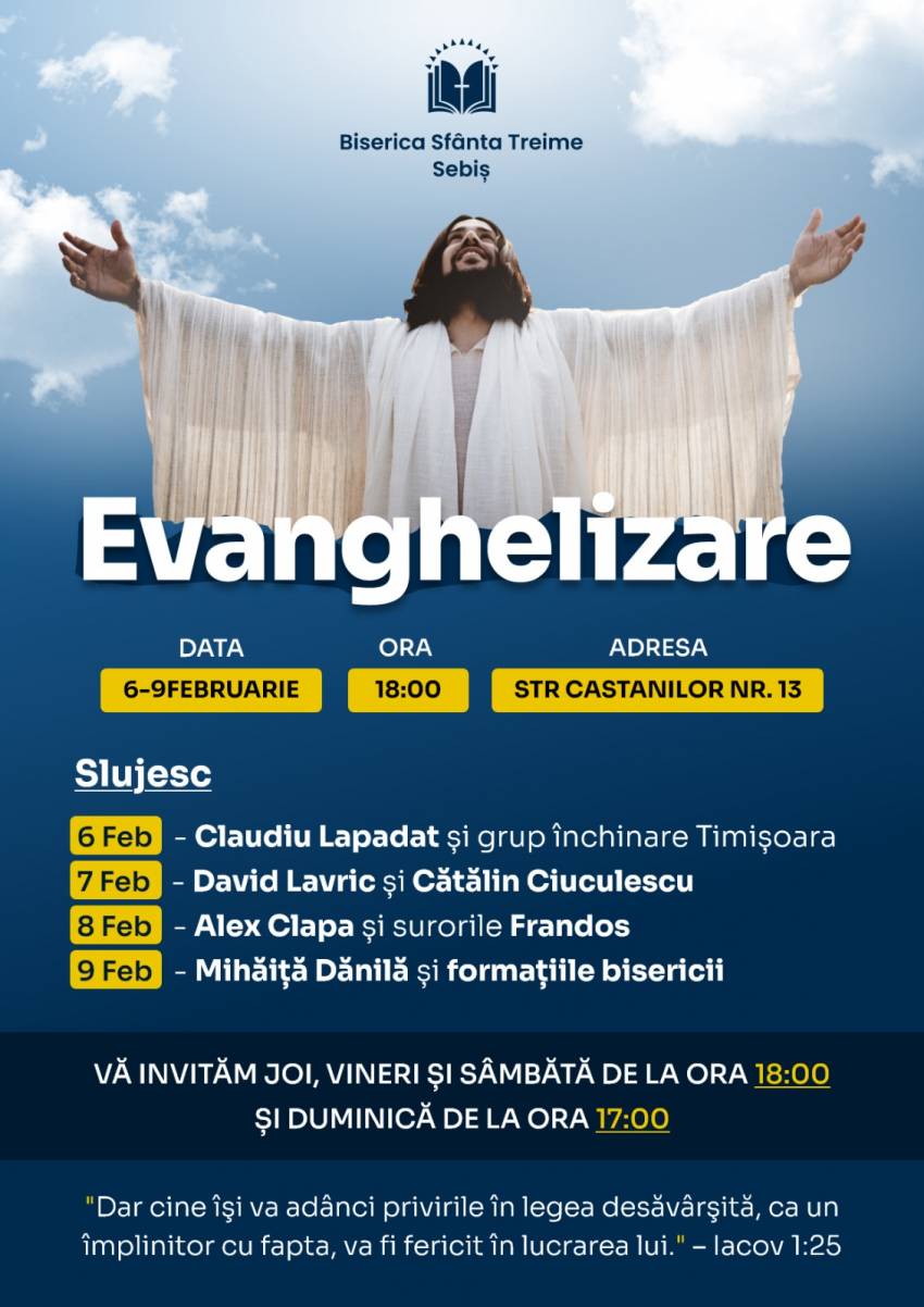Seri de evanghelizare la Biserica Sfânta Treime Sebiș