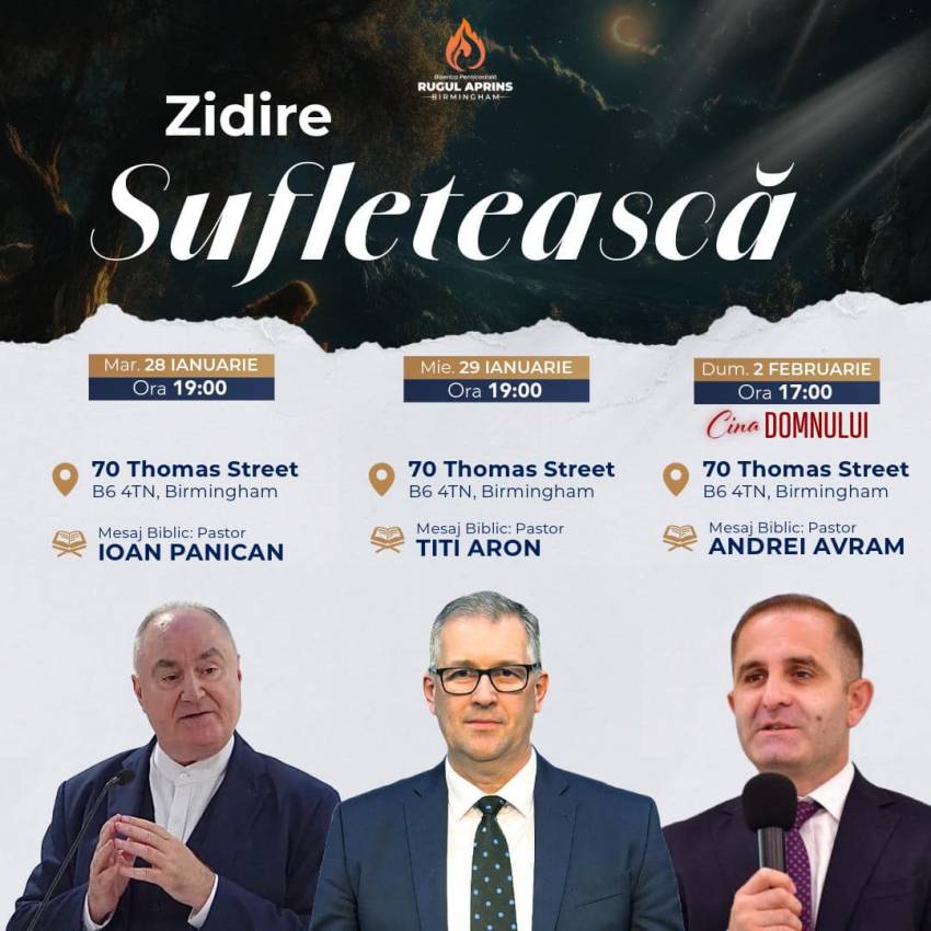 Seri de evanghelizare la Biserica Rugul Aprins Birmingham