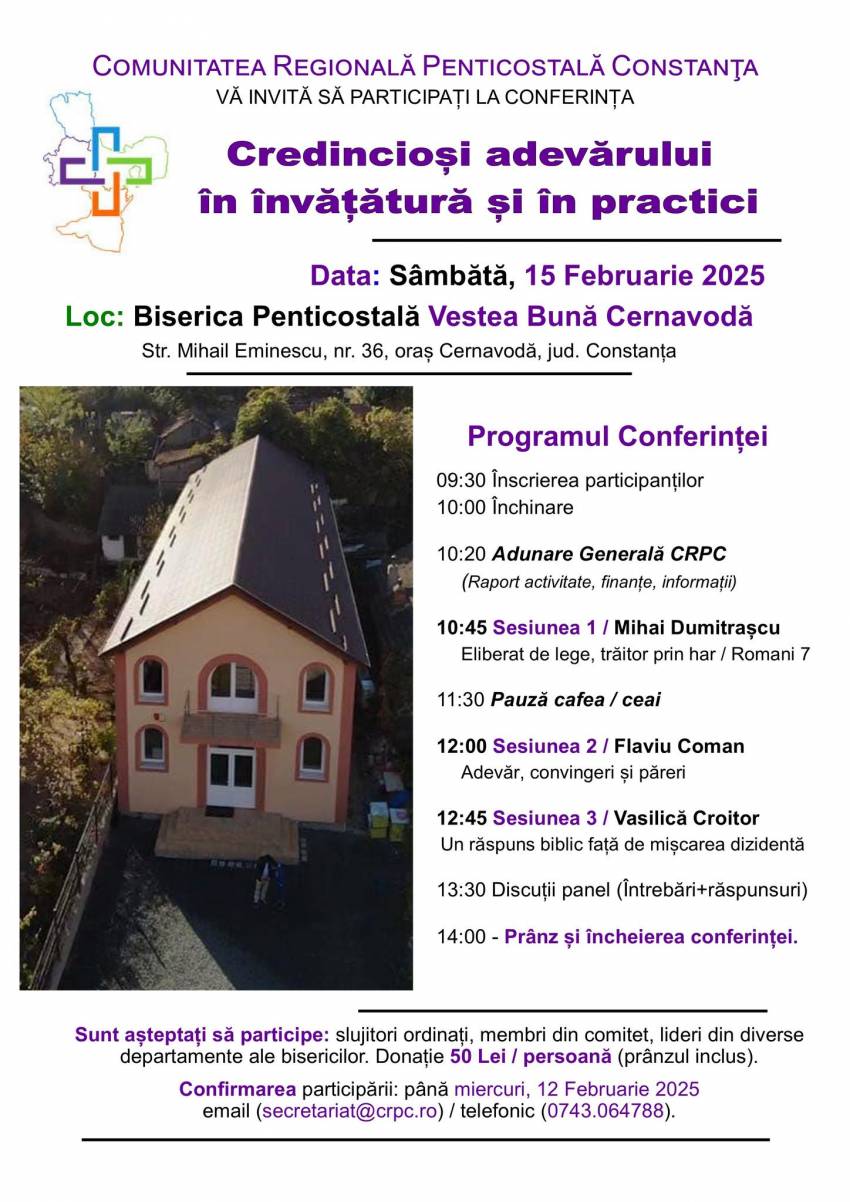 Conferință CRPC la Biserica Vestea Bună Cernavodă
