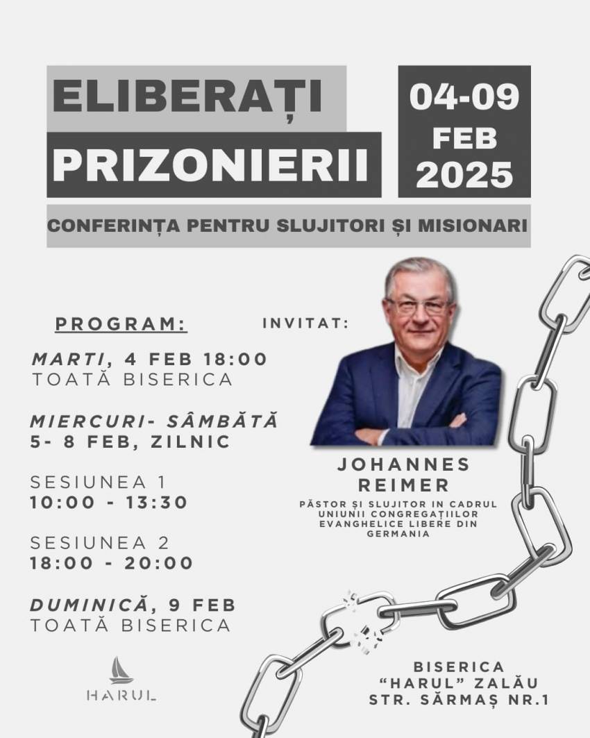 CONFERINȚĂ PENTRU SLUJITORI ȘI MISIONARI cu JOHANNES REIMER la Biserica Harul Zalău