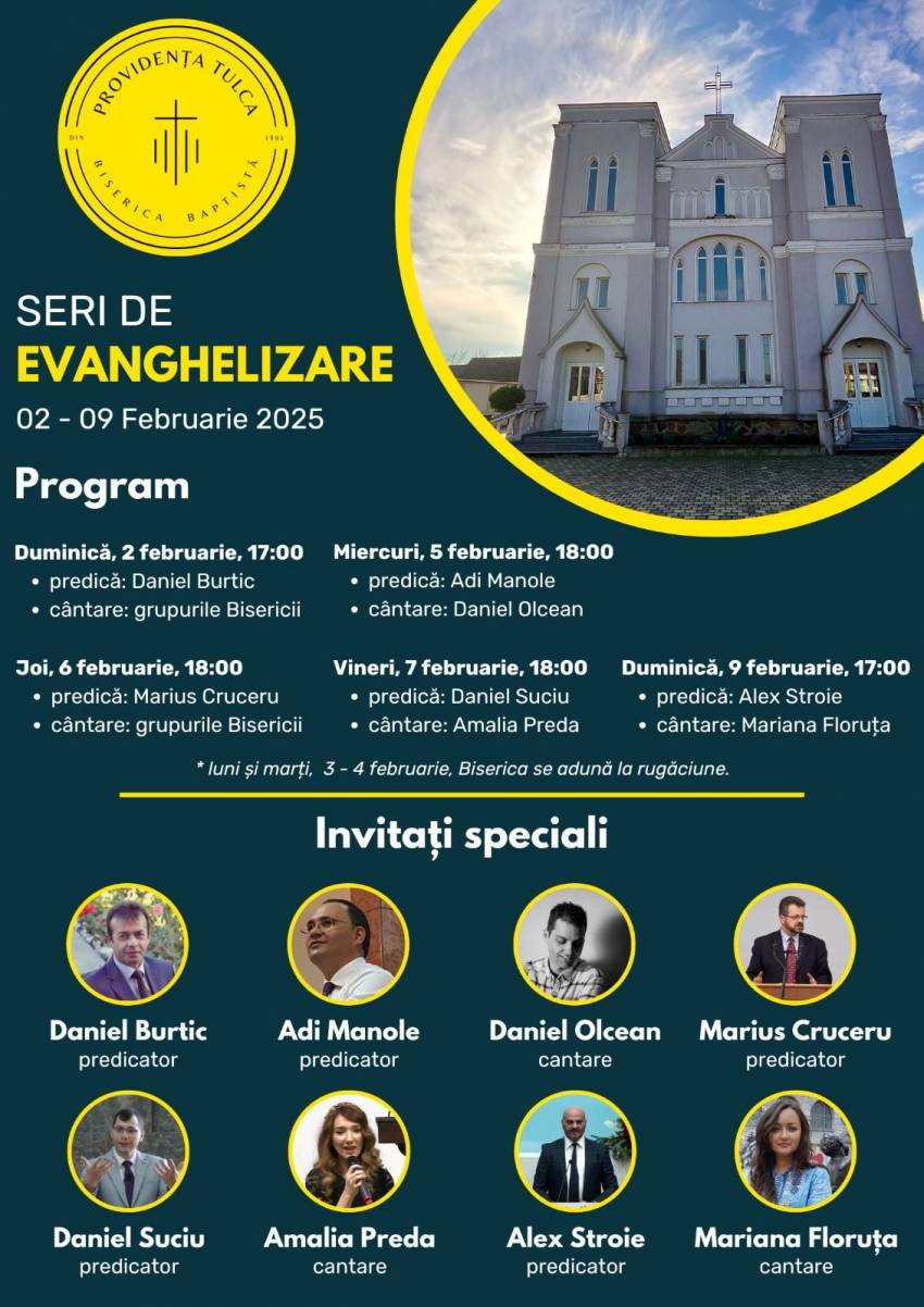 Seri de evanghelizare la Biserica Providenţa Tulca