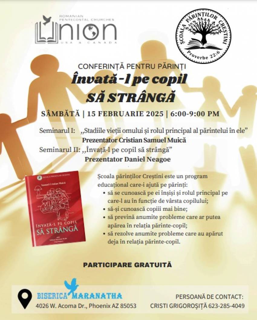 Conferință pentru părinți la Maranatha Romanian Church Phoenix