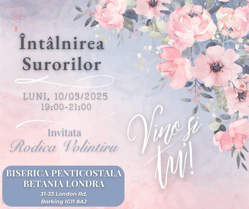 Întâlnire pentru femei cu Rodica Volintiru la Biserica Betania Londra