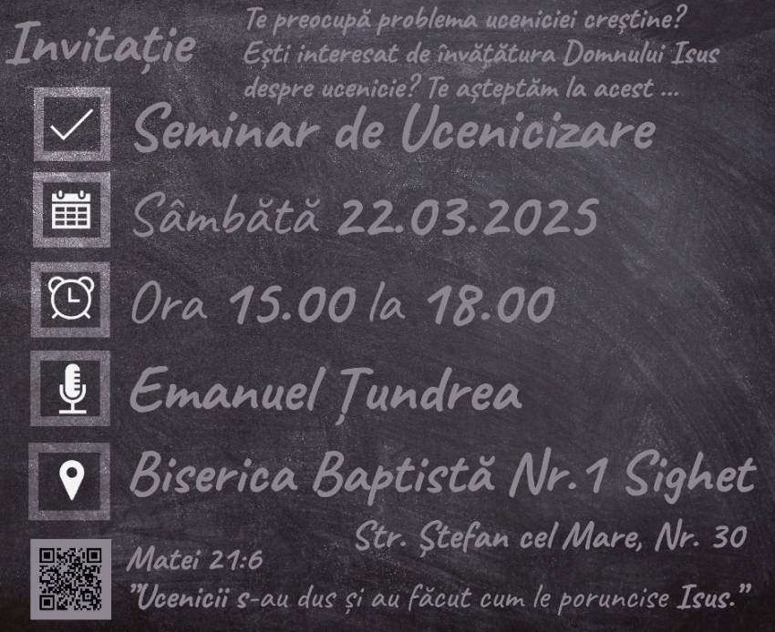 Seminar cu Emanuel Țundrea la Biserica Baptistă Nr. 1 Sighetu Marmației
