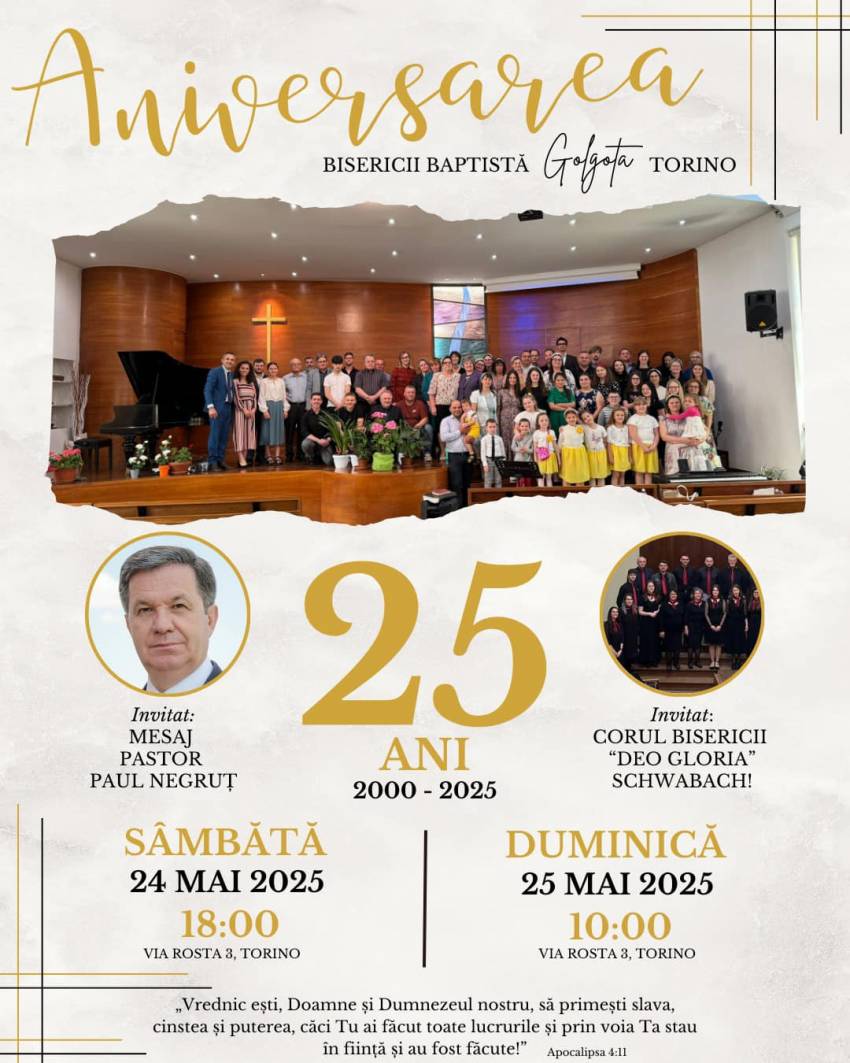 Aniversare 25 de ani la Biserica Golgota Torino
