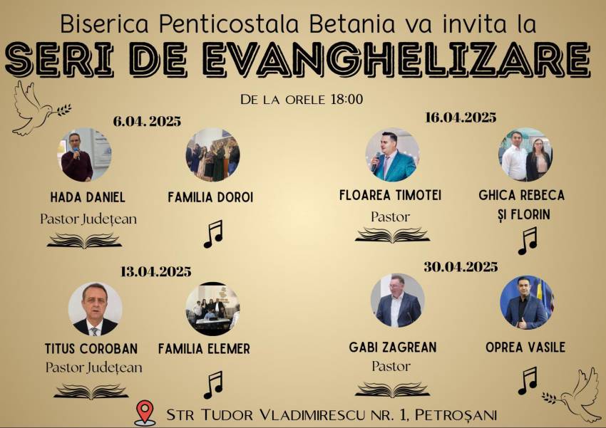 Seri de evanghelizare la Biserica Betania Petroșani