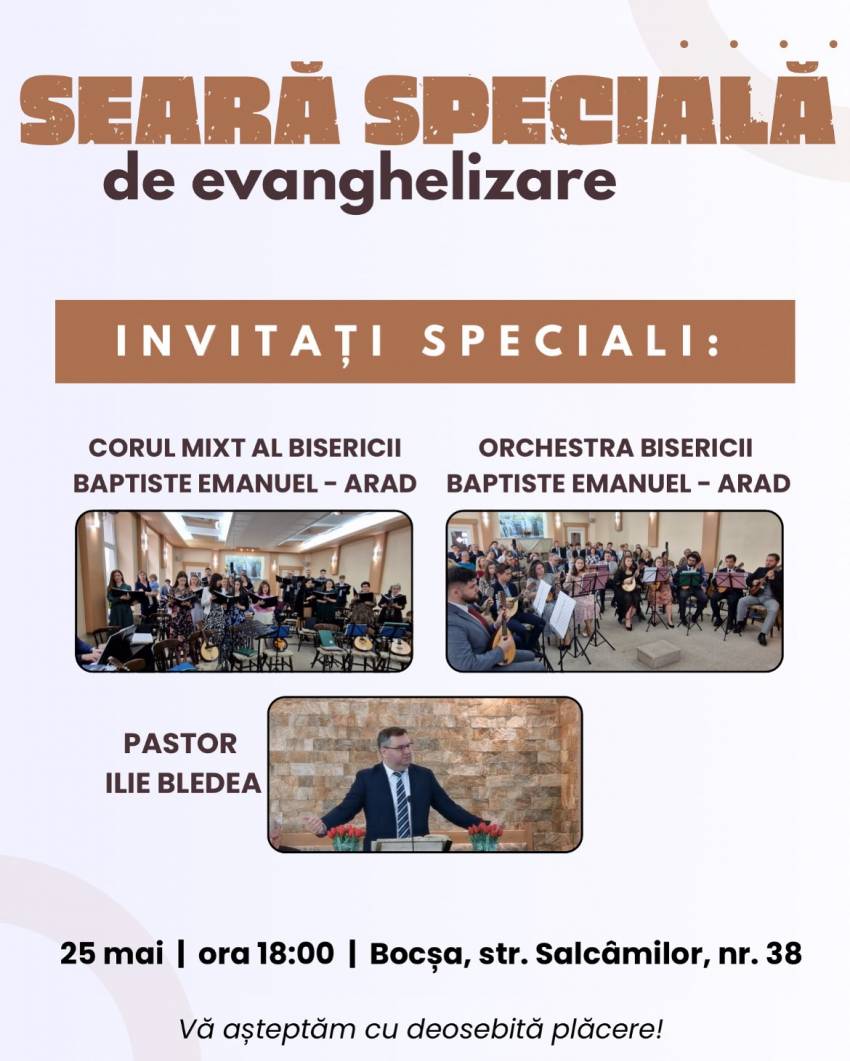 Seară de evanghelizare la Biserica Emanuel Bocșa