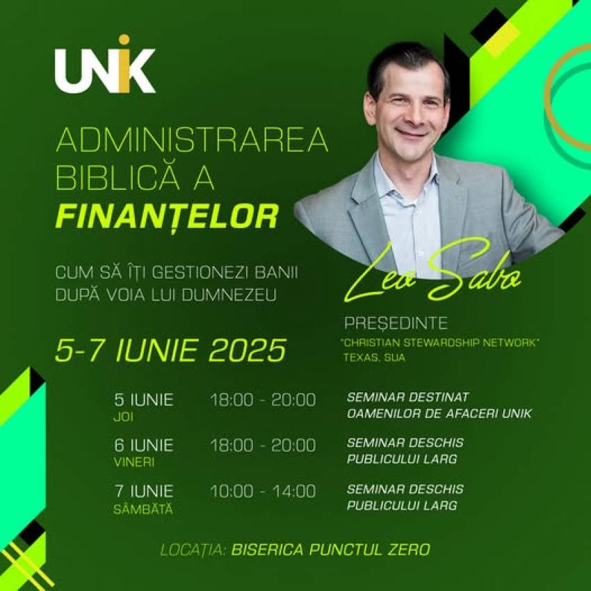  Seminarul „Administrarea biblică a finanțelor – Cum să îți gestionezi banii după voia lui Dumnezeu” la Biserica Punctul Zero Brașov