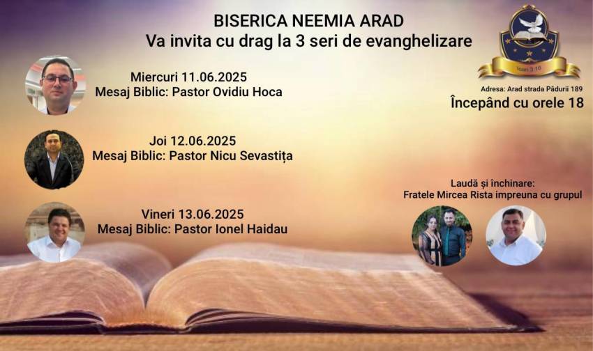 Seri de evanghelizare la Biserica Neemia Arad