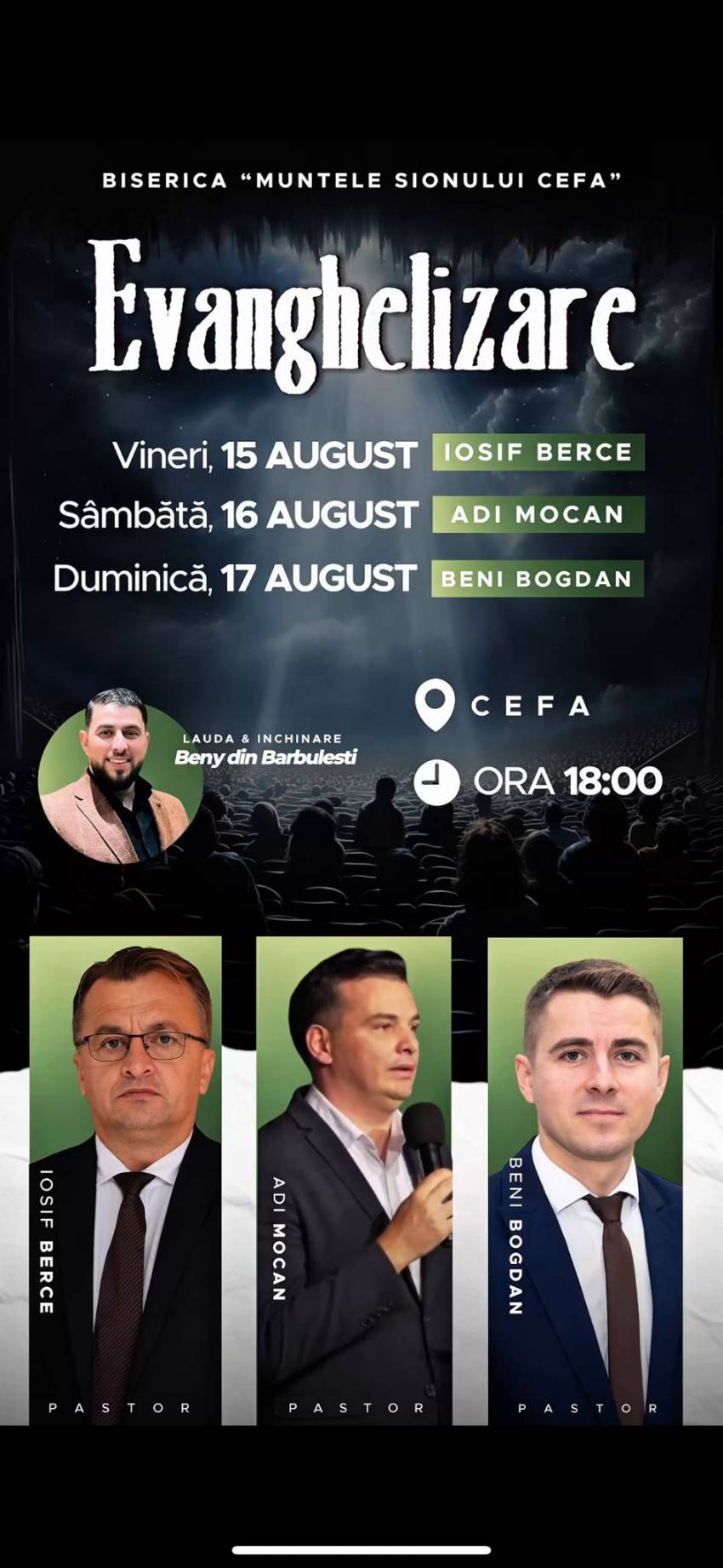 Seri de evanghelizare la Biserica Muntele Sionului Cefa
