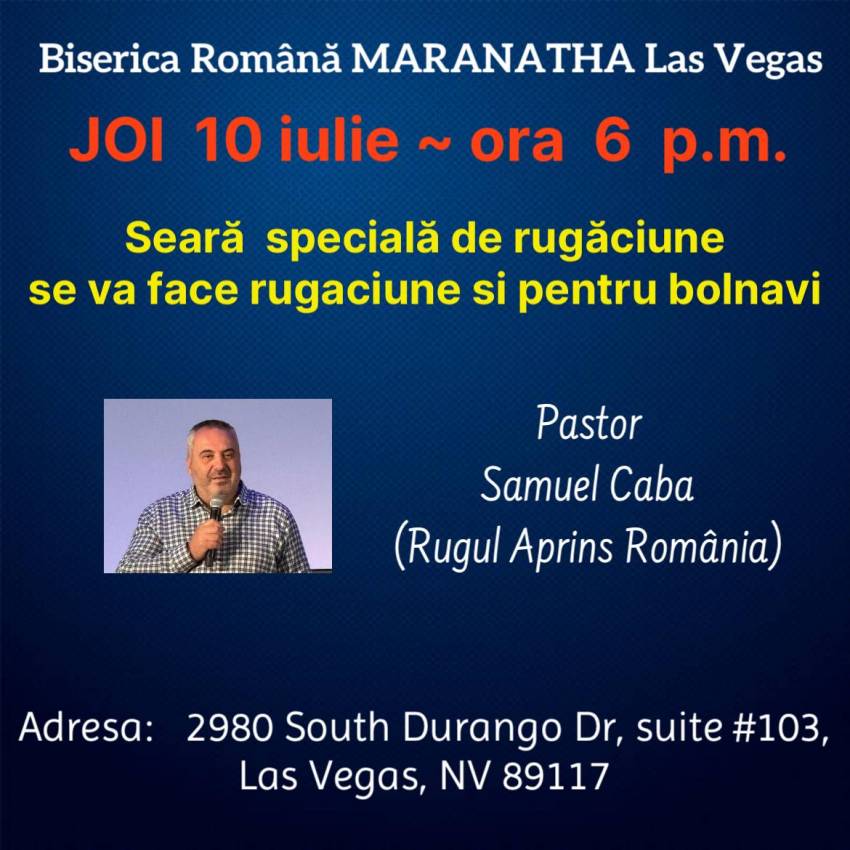 Samuel Caba la Biserica Creștină Română Maranatha Las Vegas