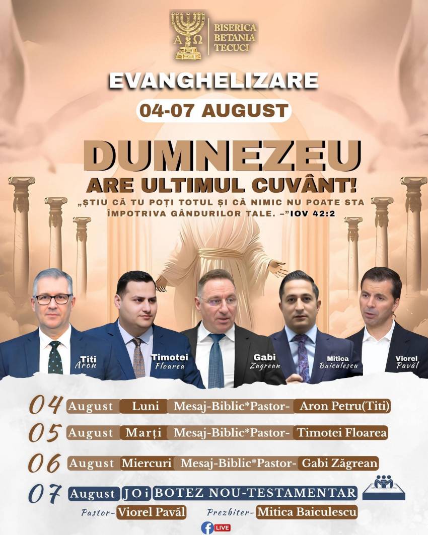 Seri de evanghelizare & Botez la Biserica Betania Tecuci