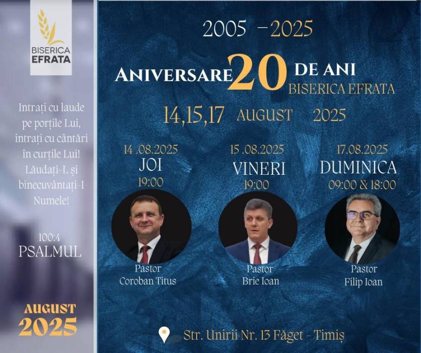 Aniversare 20 de ani la Biserica Efrata Făget