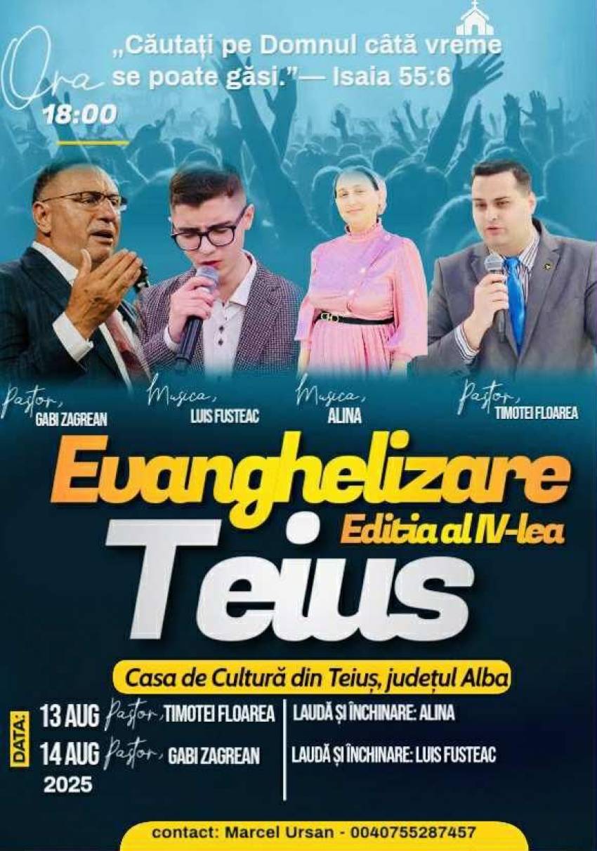 Seri de evanghelizare la Casa de Cultura Teiuș