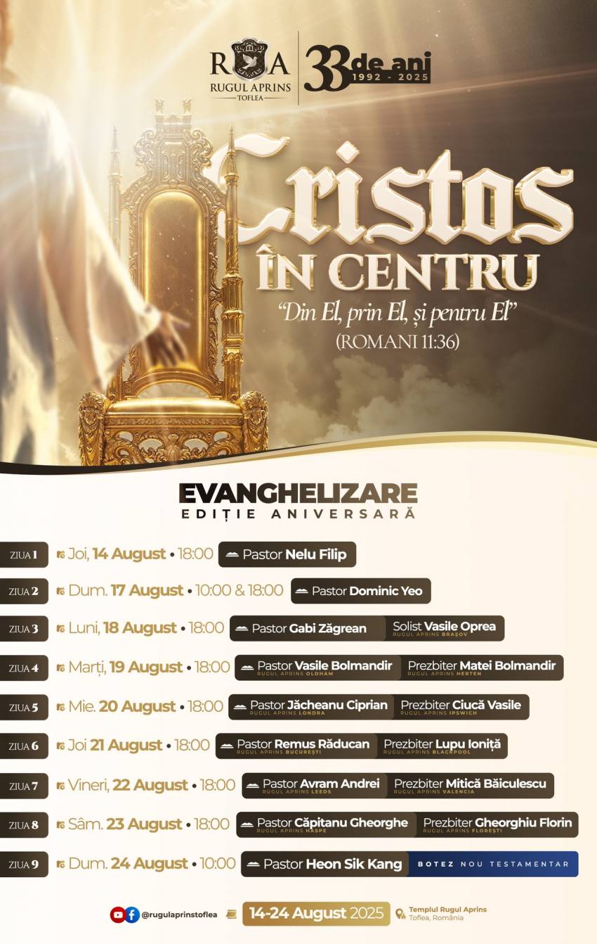 Evanghelizare - Ediție aniversară la Biserica Rugul Aprins Toflea