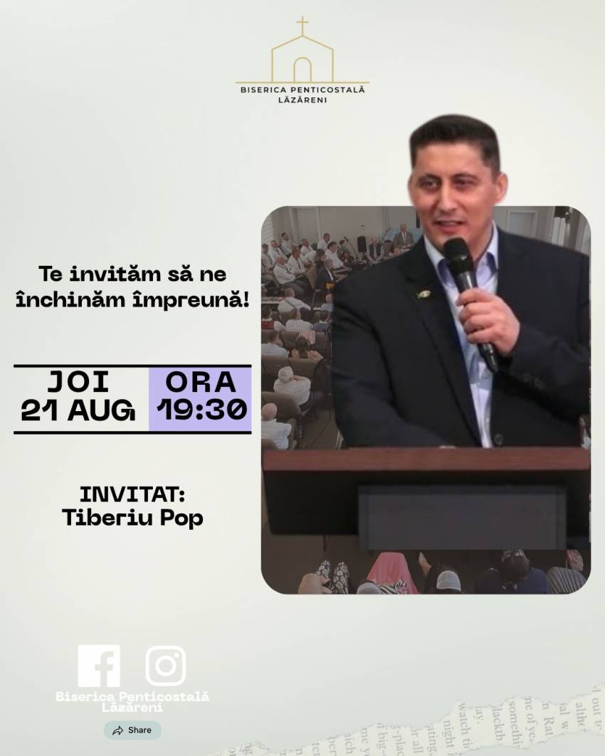 Tiberiu Pop la Biserica Penticostală Lăzăreni