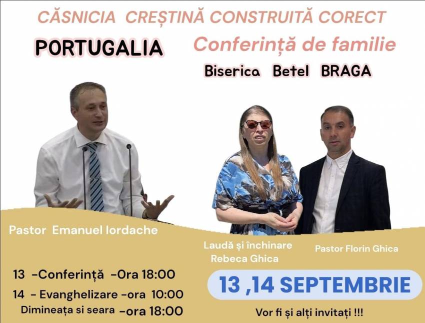 Conferință pentru familii la Biserica Betel Braga