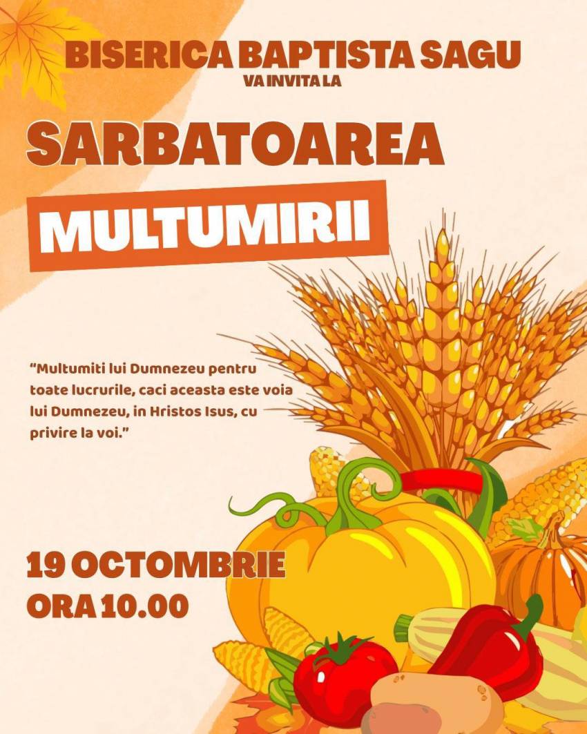 Sărbătoarea Mulțumirii la Biserica Baptistă Şagu