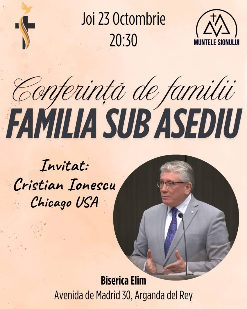 Conferință pentru familii cu Cristian Ionescu la Biserica Elim Arganda del Rey