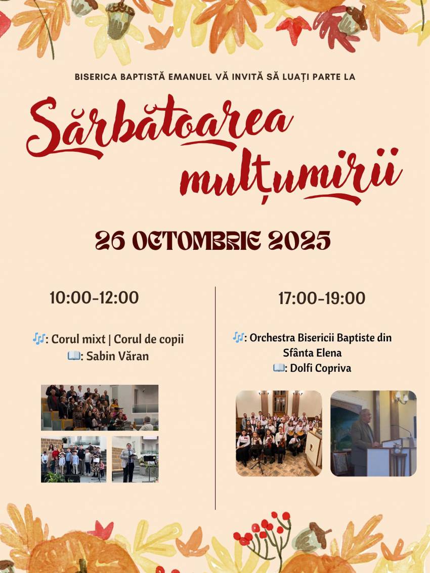 Sărbătoarea Mulțumirii la Biserica Emanuel Bocșa