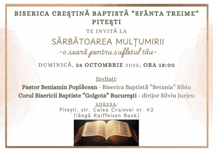 Sărbătoarea Mulțumirii la Biserica Sfânta Treime Pitești