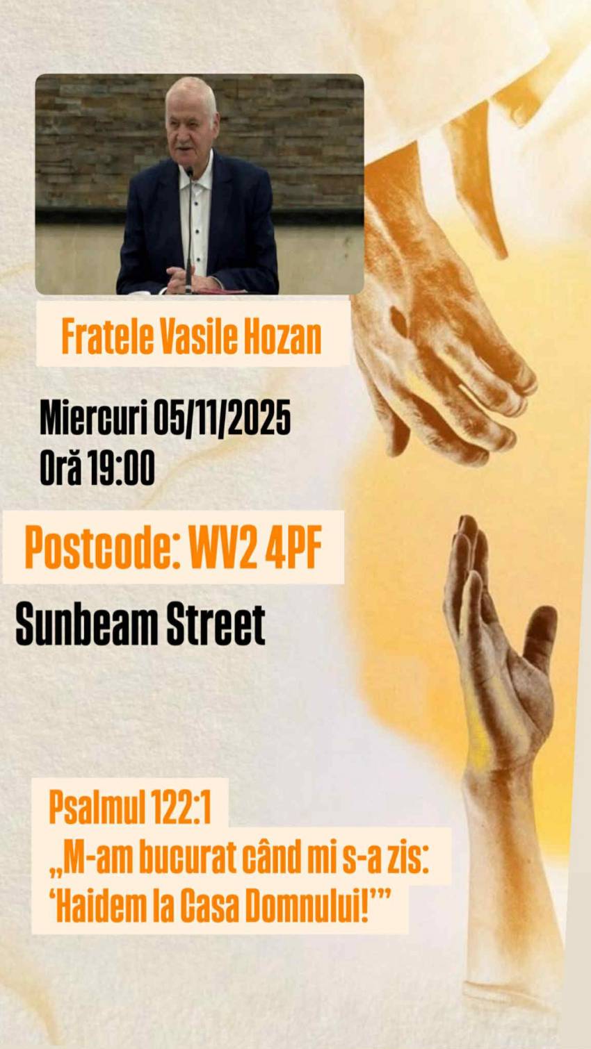 Vasile Hozan la Biserica Emanuel Wolverhampton