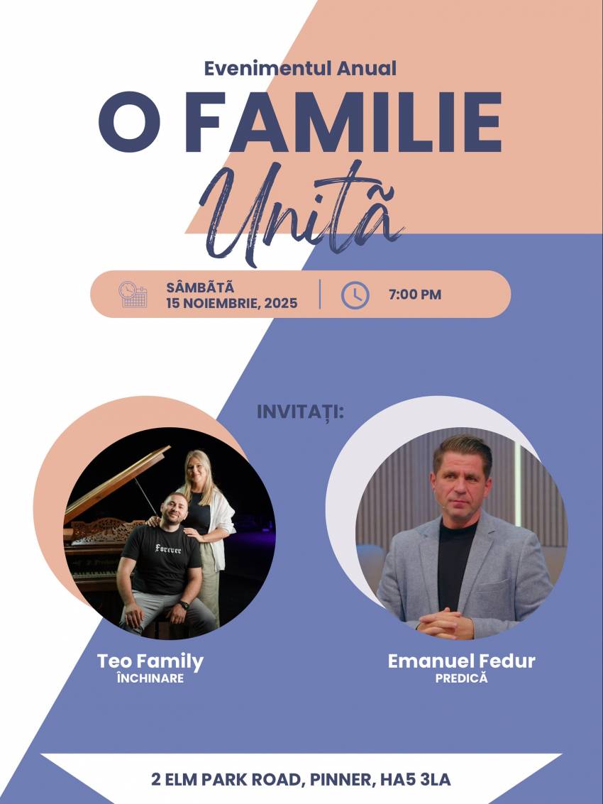Conferința „O Familie Unită” cu Emi Fedur la Biserica Râul Sfânt Londra