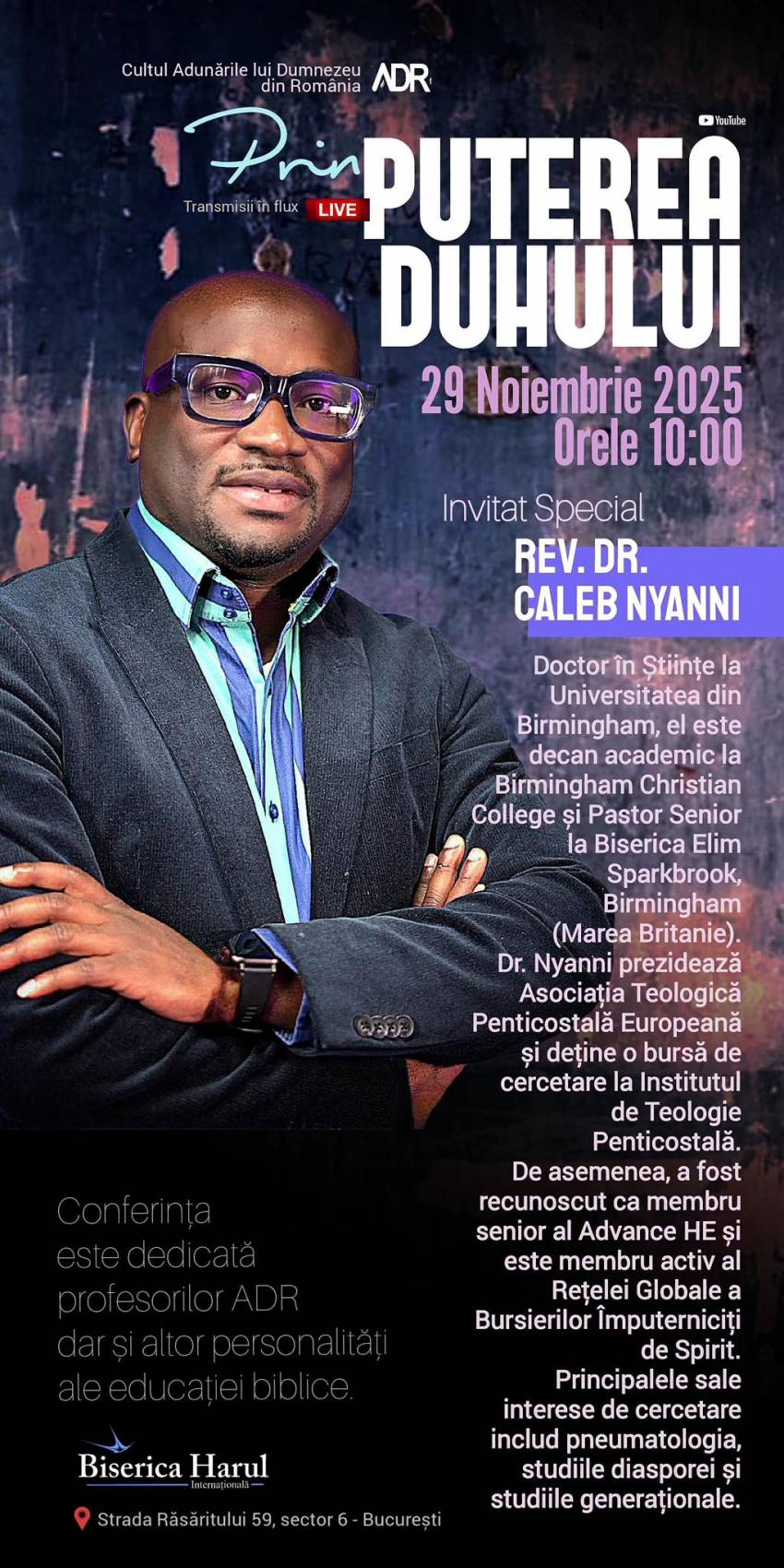 Conferință cu Caleb Nyanni la Biserica Internațională Harul București