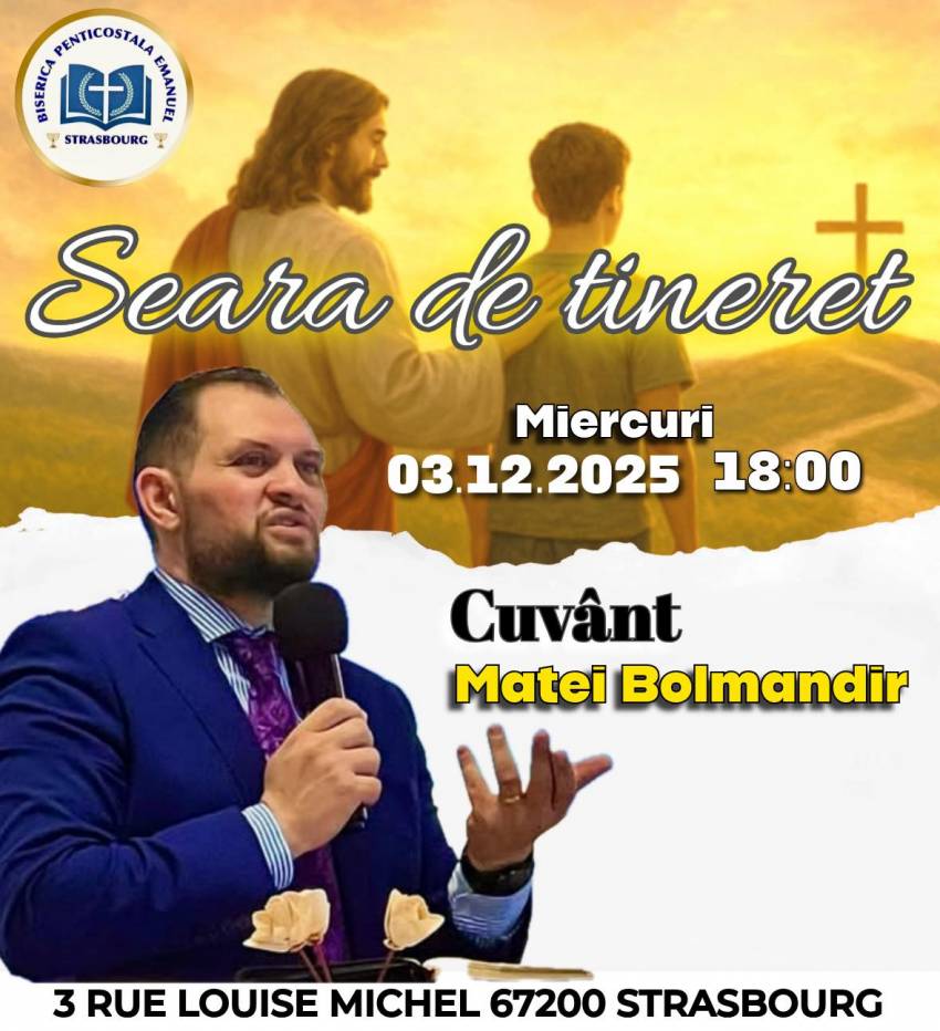Seară de tineret cu Matei Bolmadir la Biserica Emanuel Strasbourg