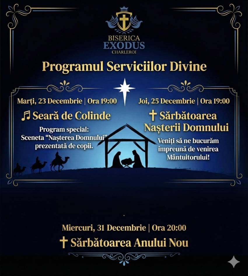 Seară de colinde la Biserica Exodus Charleroi