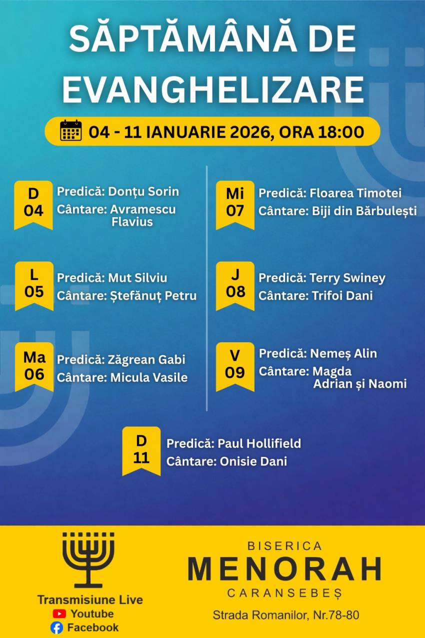 Săptămână de evanghelizare la Biserica Menorah Caransebeș