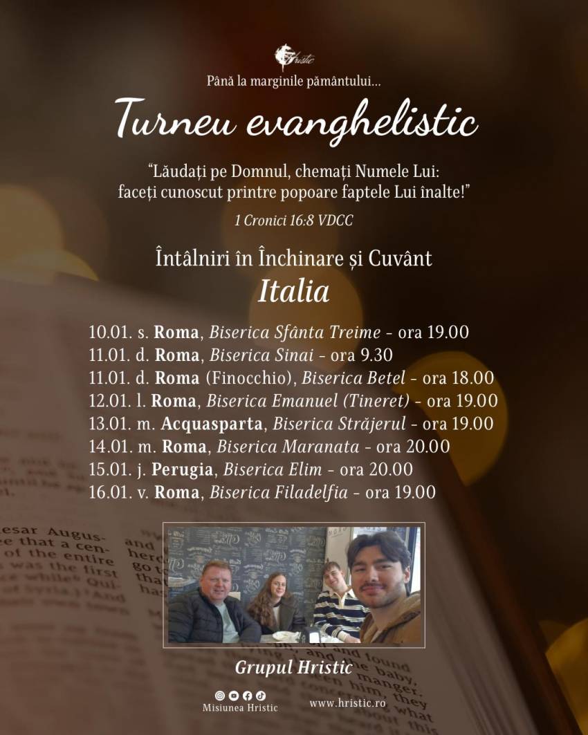 Misiunea Hristic ◉ Turneu evanghelistic în Italia