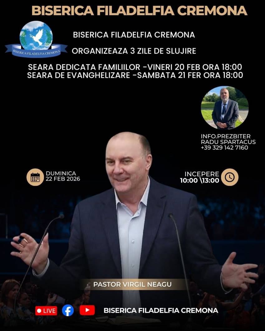 Virgil Neagu la Biserica Filadelfia Cremona