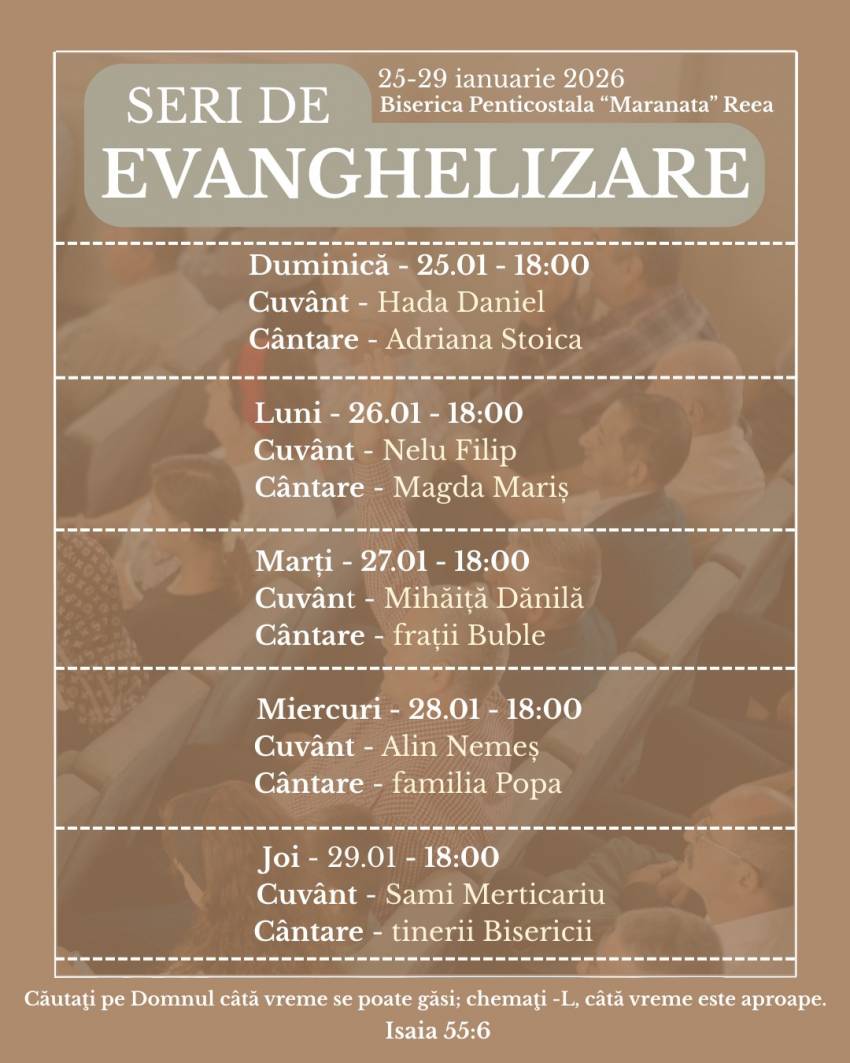 Seri de evanghelizare la Biserica Maranata Reea