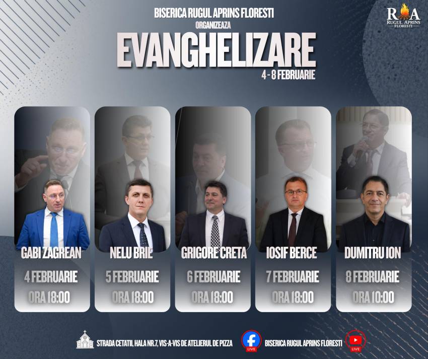 Seri de evanghelizare la Biserica Rugul Aprins Florești
