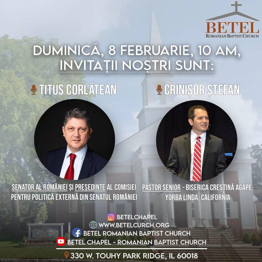 Titus Corlățean și Crinișor Ștefan la Betel Romanian Baptist Church, Chicago